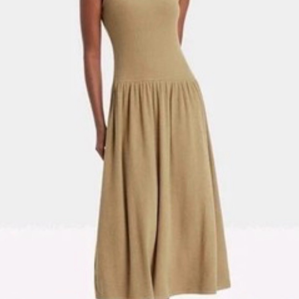 Sleeveless Tank Midi Dress in Khaki - Picture 3 of 4